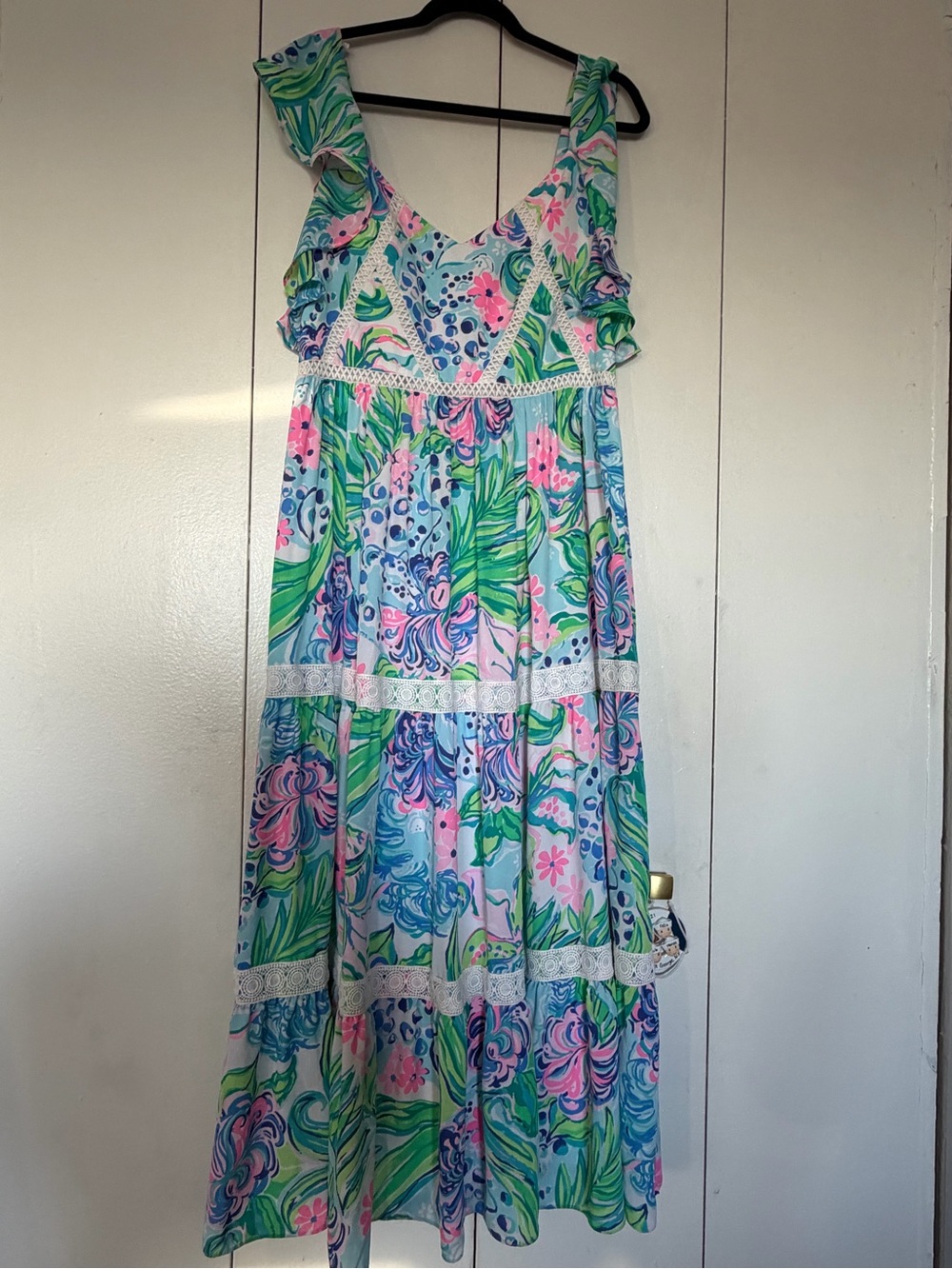 Lilly Pulitzer Floral Tiered Maxi Dress in Blue, Green & Pink